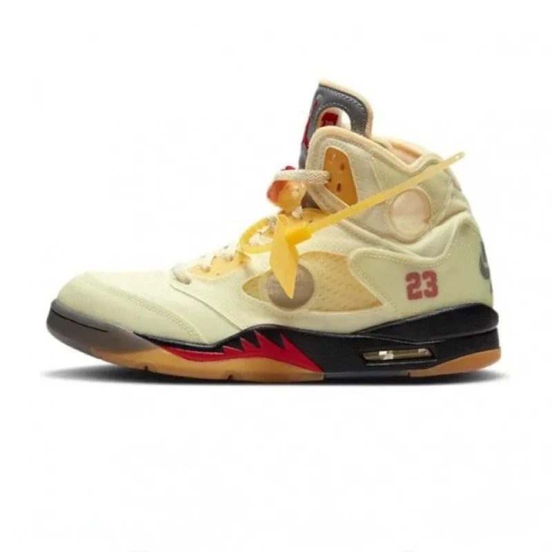 AJ5 Original Box Pure Original White Canvas
