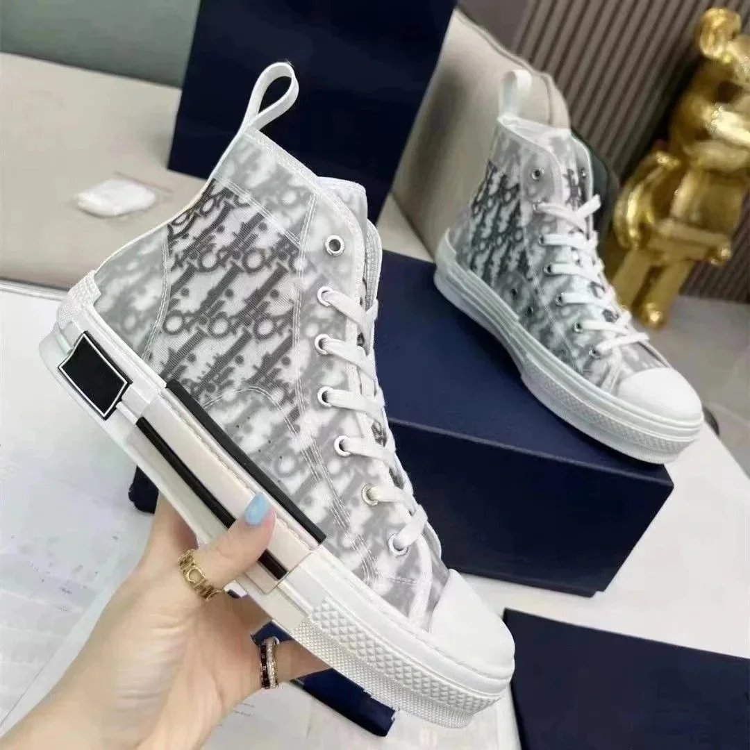 Dior High Top White Gray Logo 