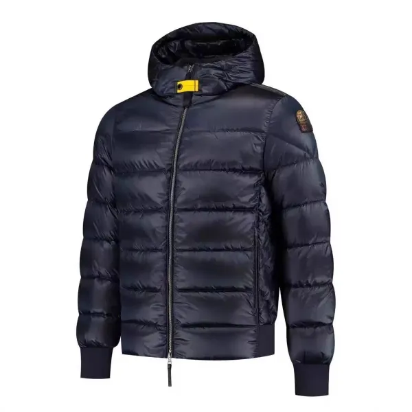 Stone Island Down Jacket Navy with Yellow Zip Pull - 1