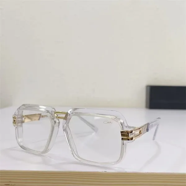 Casa Cazal Clear Acetate Square Optical Glasses with Gold Accents Eyewear - 1