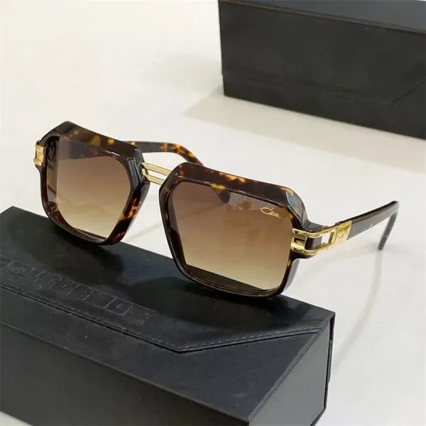 Design Cazal 951 Tortoiseshell Gold-Trimmed Square Sunglasses - 1