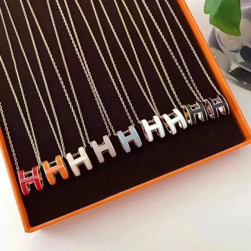 H Letter Pendant Silver Chain 