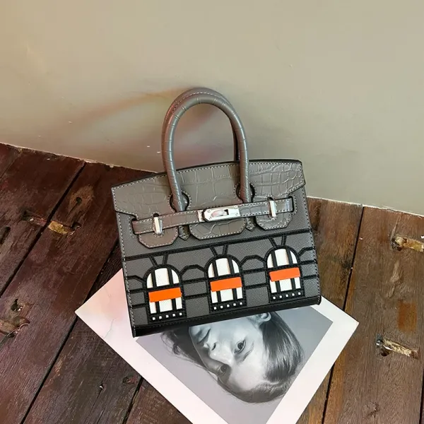 Hermès Birkin Mini Architectural Print Gray Handbag - 1
