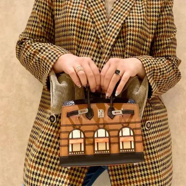 Hermès Mini Kelly House Bag Tan and Black Handbag - 1