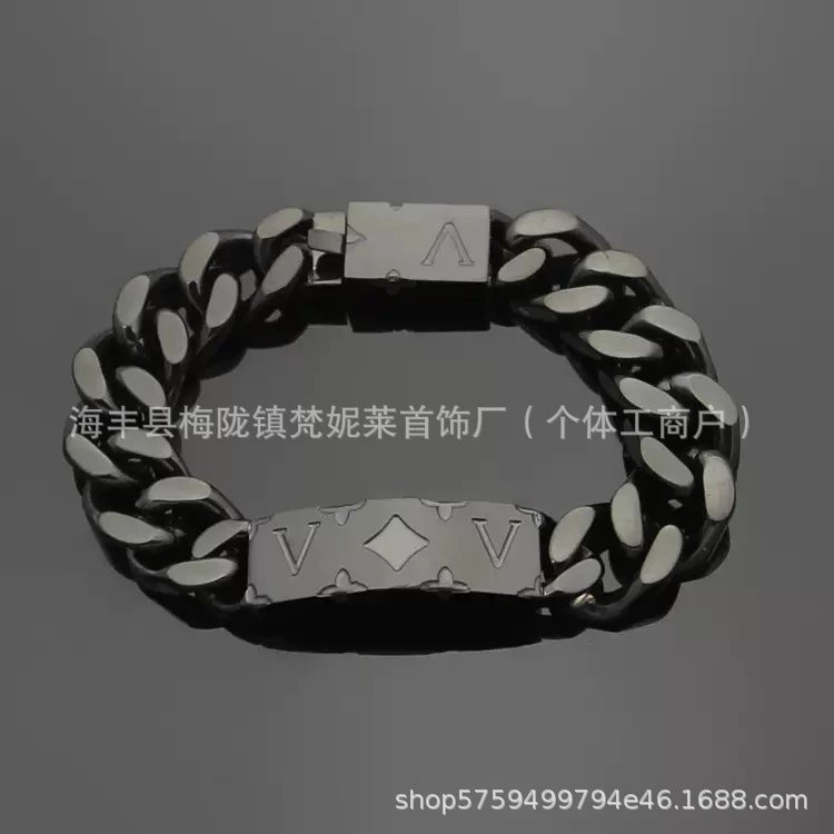 Stainless Steel Curb Chain Bracelet Silver Gold Black Hip Hop