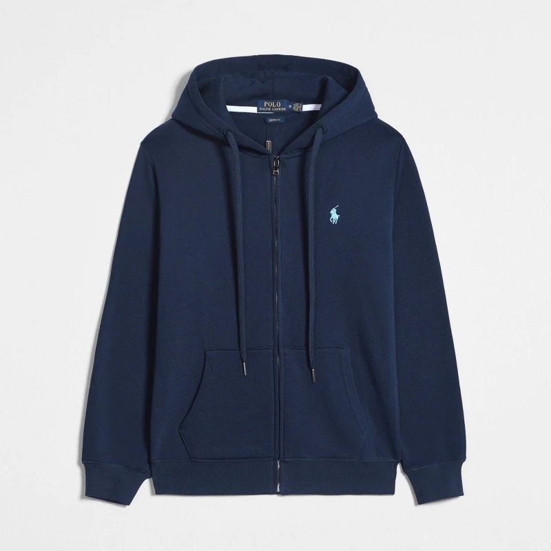Zipper navy blue sky blue label