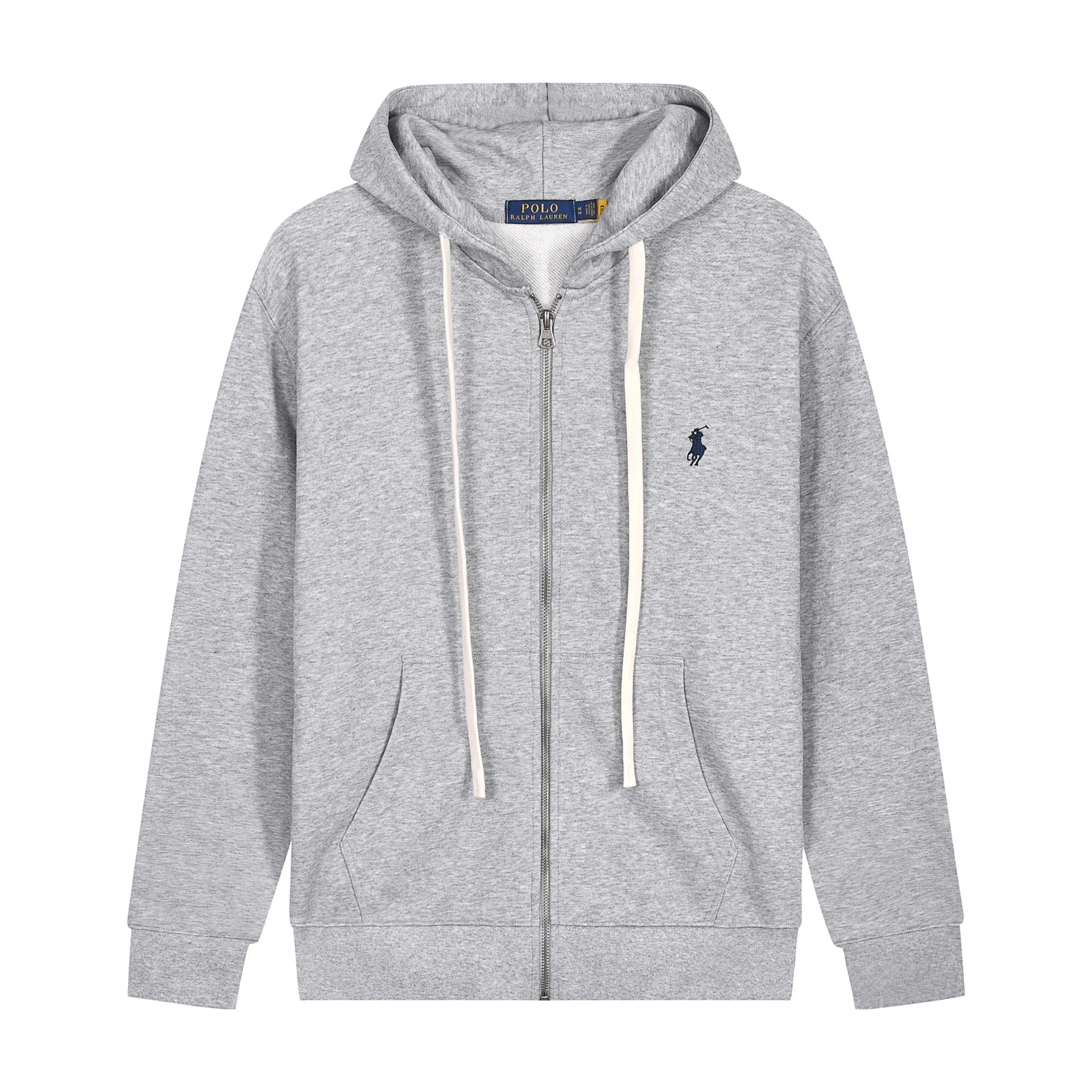 White rope zipper gray black label