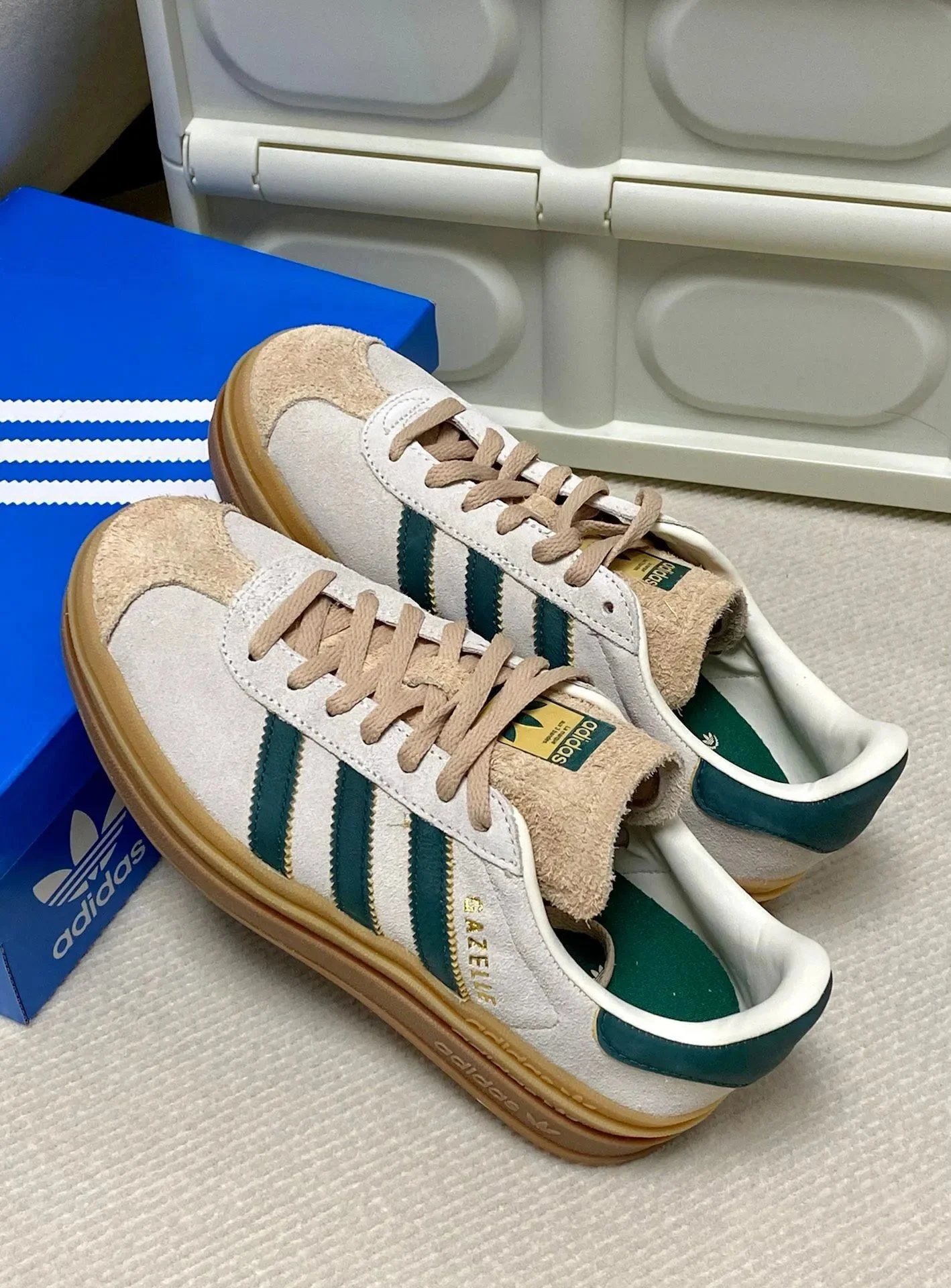 Height-Boosting White Green - Suede (Fashion Style)