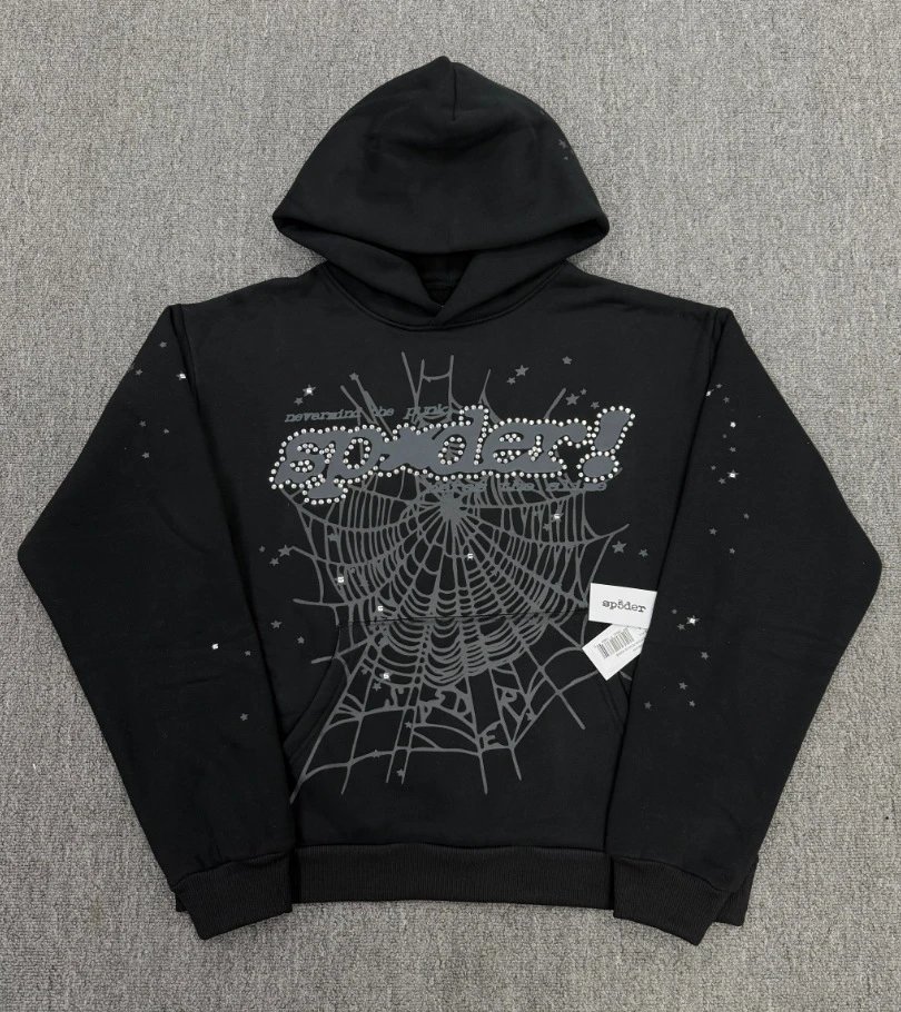 Sp5der P*nk Hoodie Spider Web Black