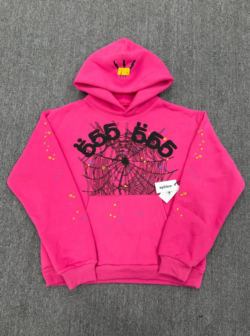 Sp5der 555555 Hoodie Spider Web Pink