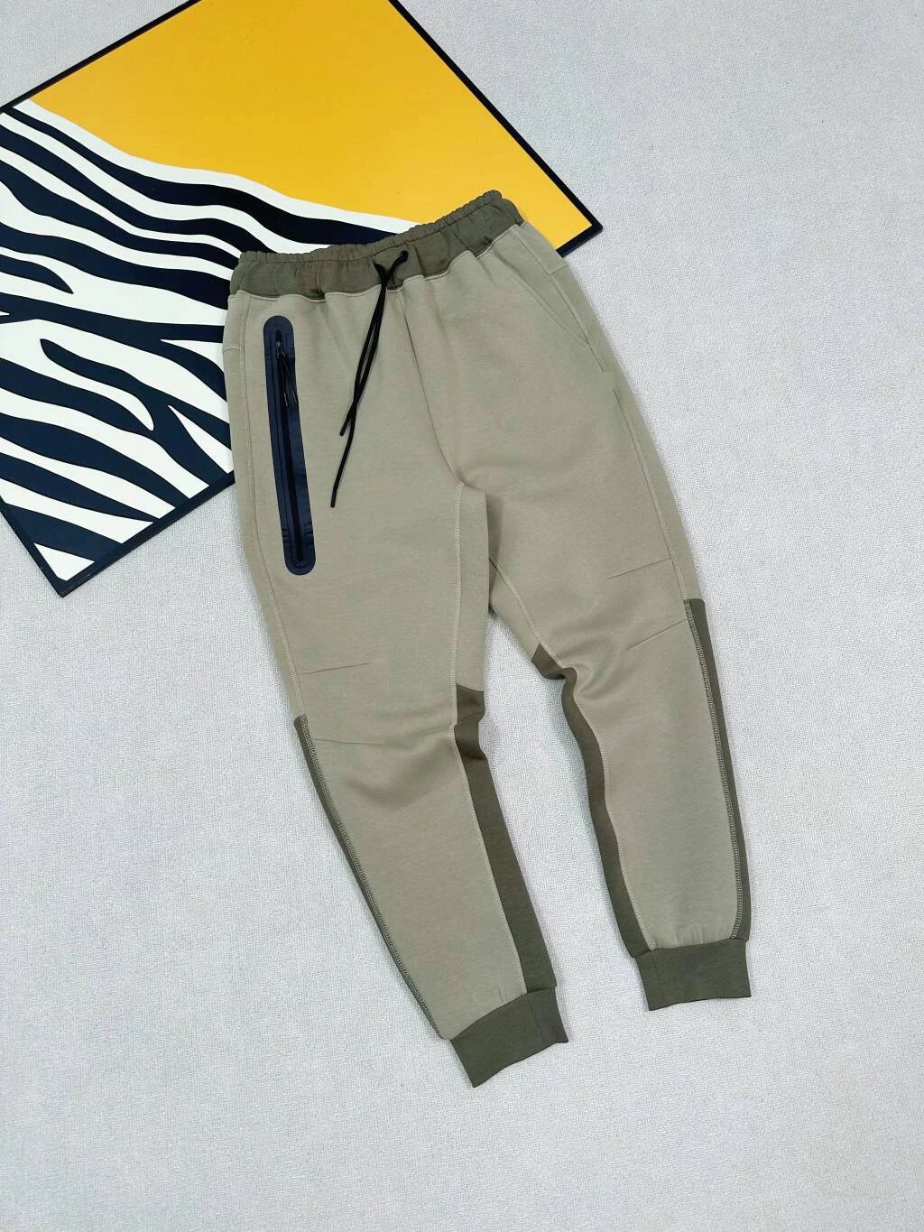 Army Green and Khaki Patchwork Sweatpants SKU image