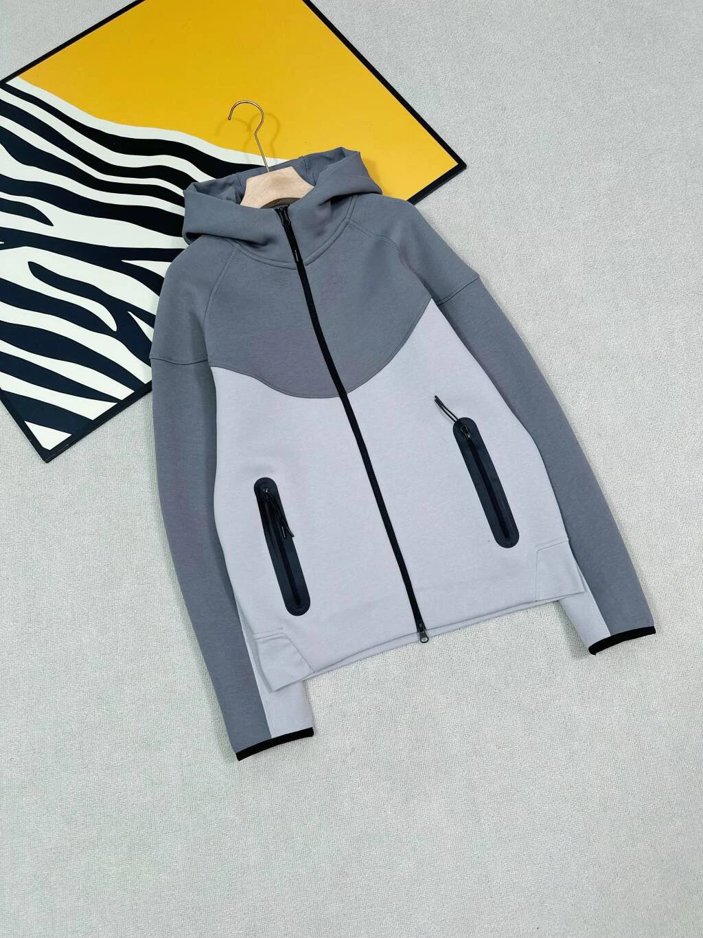 Charcoal-gray patchwork with a slate-gray coat SKU image
