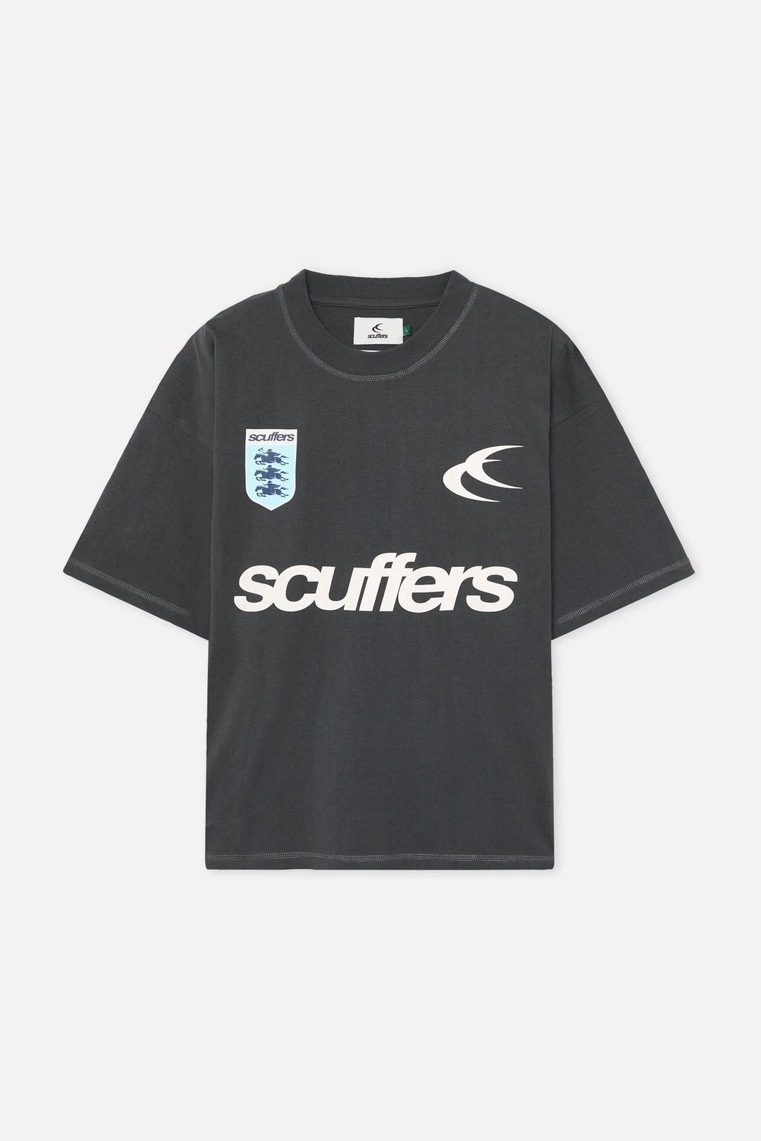 Scuffers T-Shirts Boxy Fit Graphic Logo T-Shirt — M01 - Carbon Gray