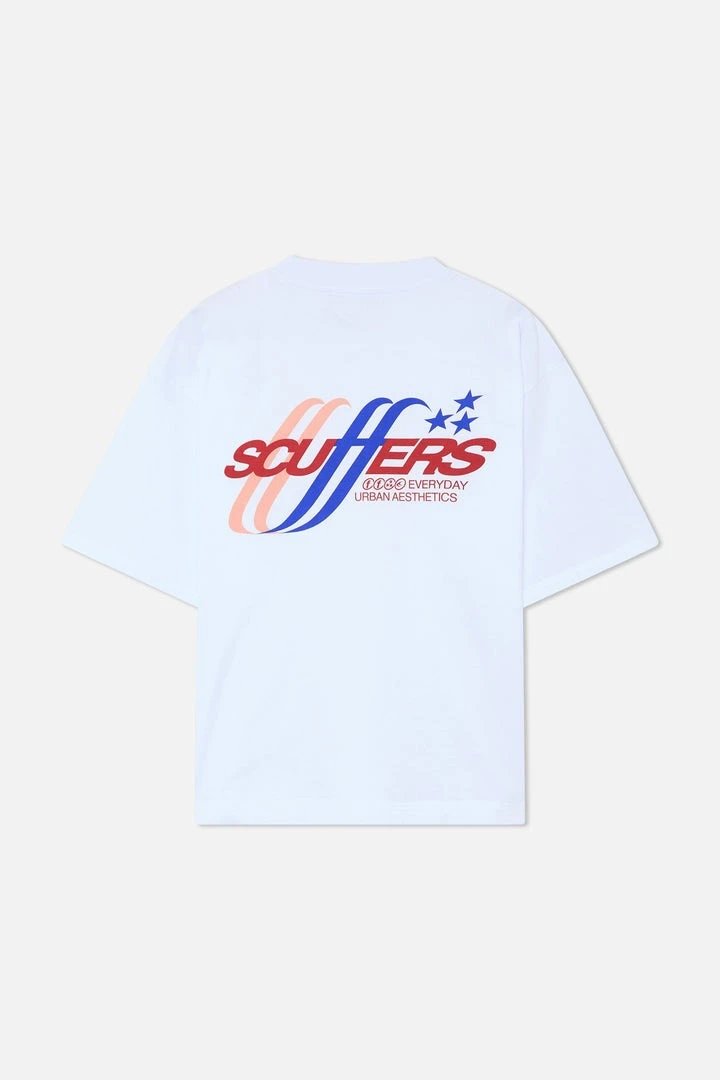 Scuffers SS26 T-shirt Everyday Urban Aesthetics Graphic White