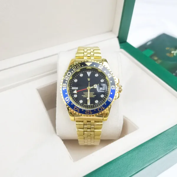 Rolex Submariner GMT Blue and Black Bezel Gold Watch Watches - 1