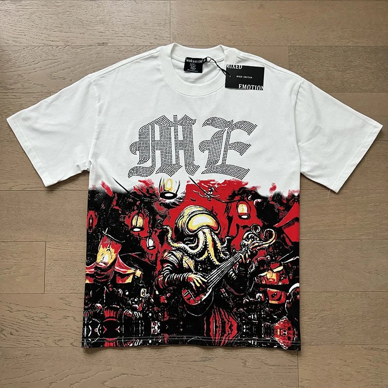 Mixed Emotion Hoodies & Sweatshirts Zip-Up Rhinestone Graphic Hoodie — x0007 White