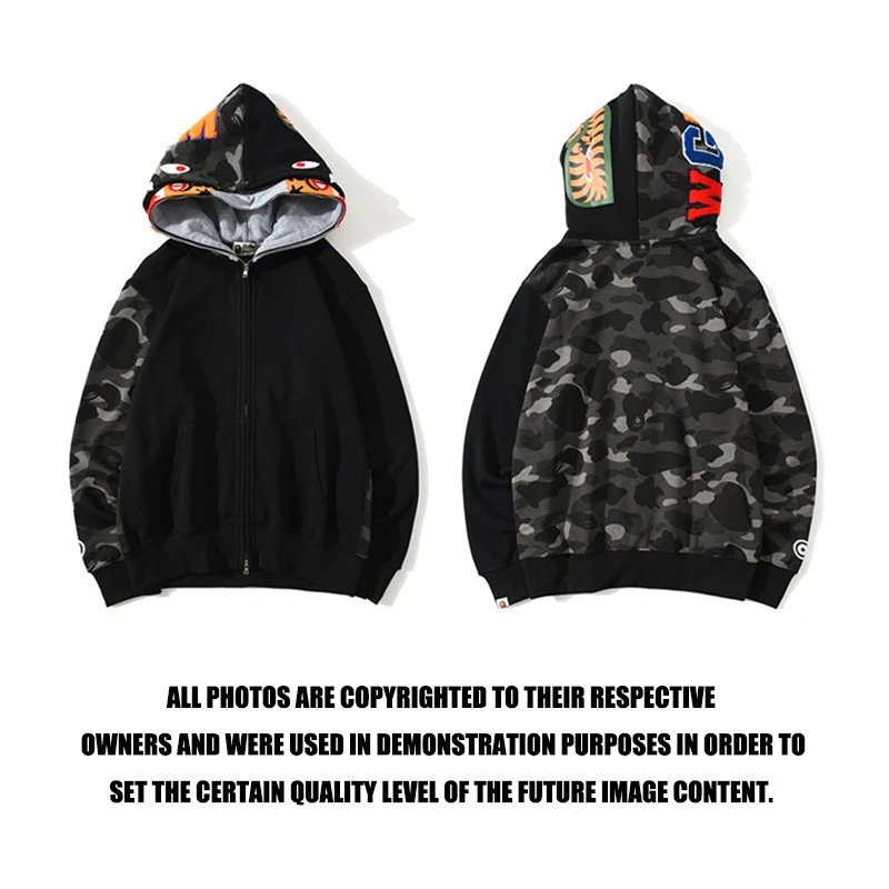 BAPE Shark Hoodie Jacket Camo Full Zip Black