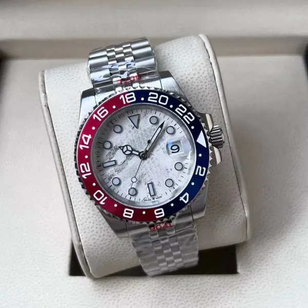 Rolex GMT-Master II Pepsi Bezel White Dial Steel Watch Watches - 1