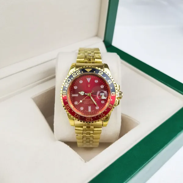 Rolex Submariner GMT Red Dial Gold Watch Watches - 1