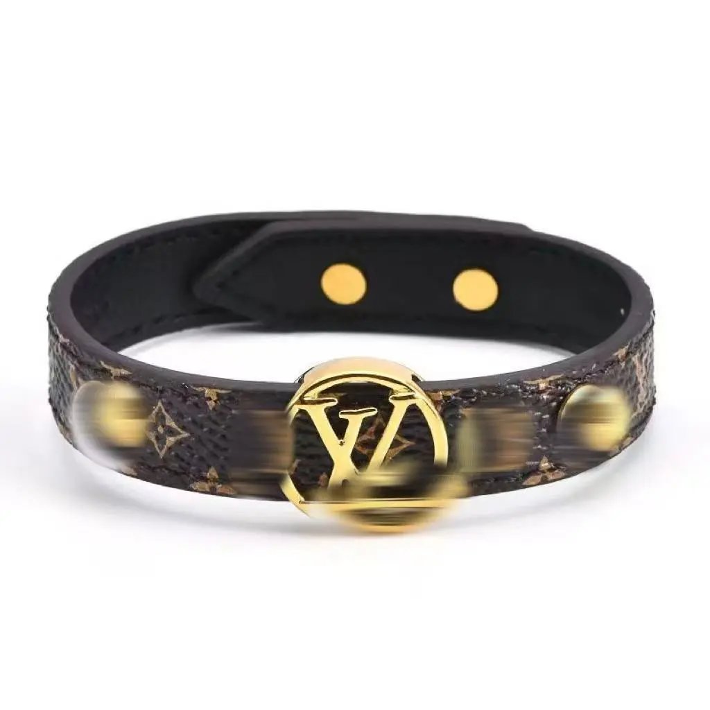 Louis Vuitton Jewelry Leather Cord Logo Plate Bracelet image 6