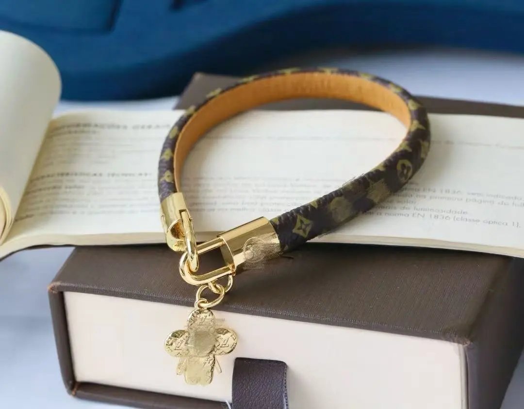 Louis Vuitton Jewelry Leather Cord Logo Plate Bracelet — Style 15
