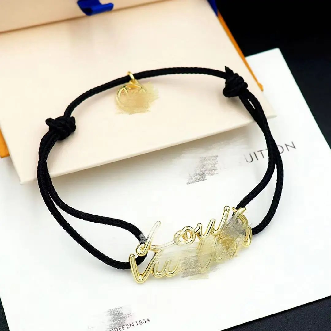 Louis Vuitton Jewelry Leather Cord Logo Plate Bracelet — Style 27
