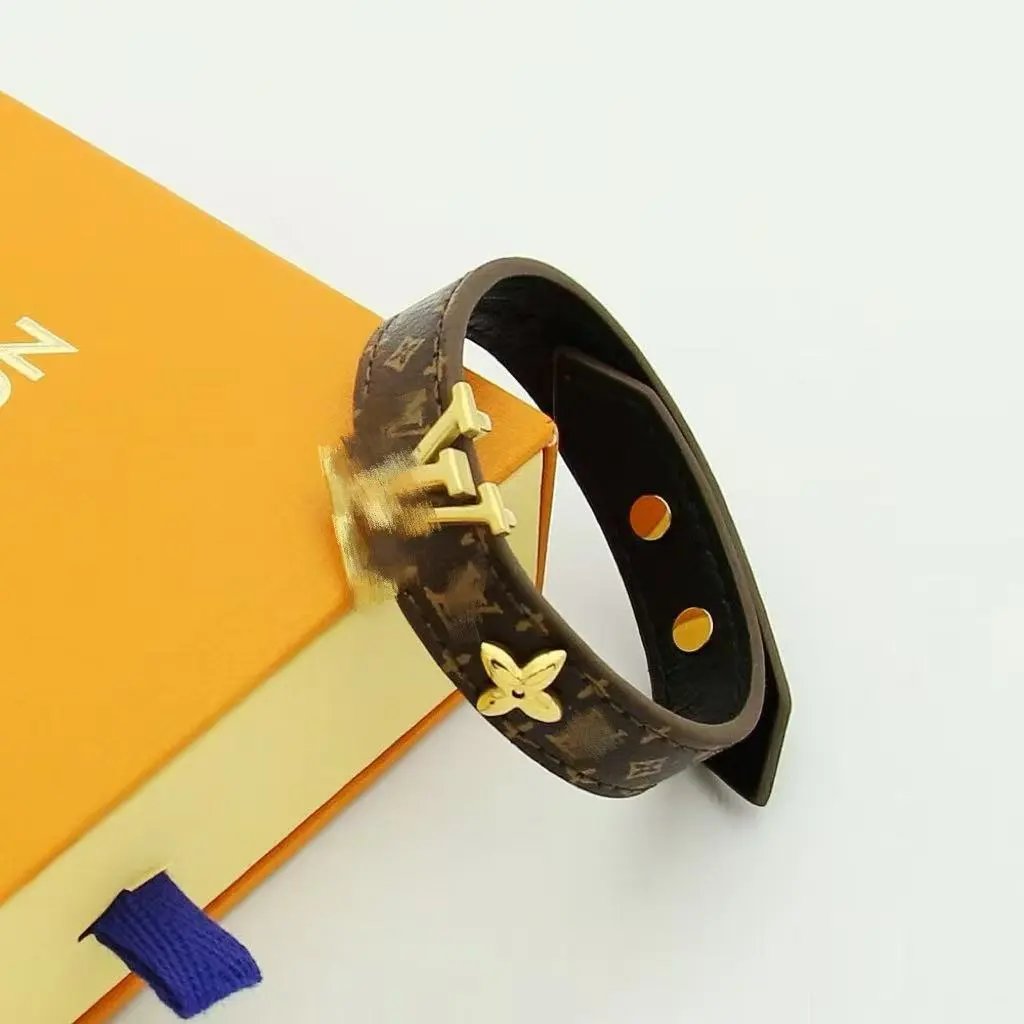 Louis Vuitton Jewelry Leather Cord Logo Plate Bracelet — Style 7