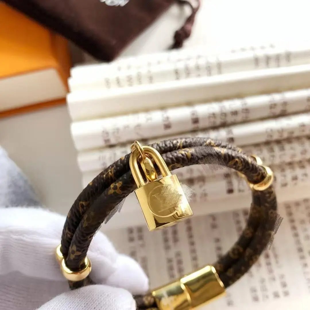Louis Vuitton Jewelry Leather Cord Logo Plate Bracelet — Style 18