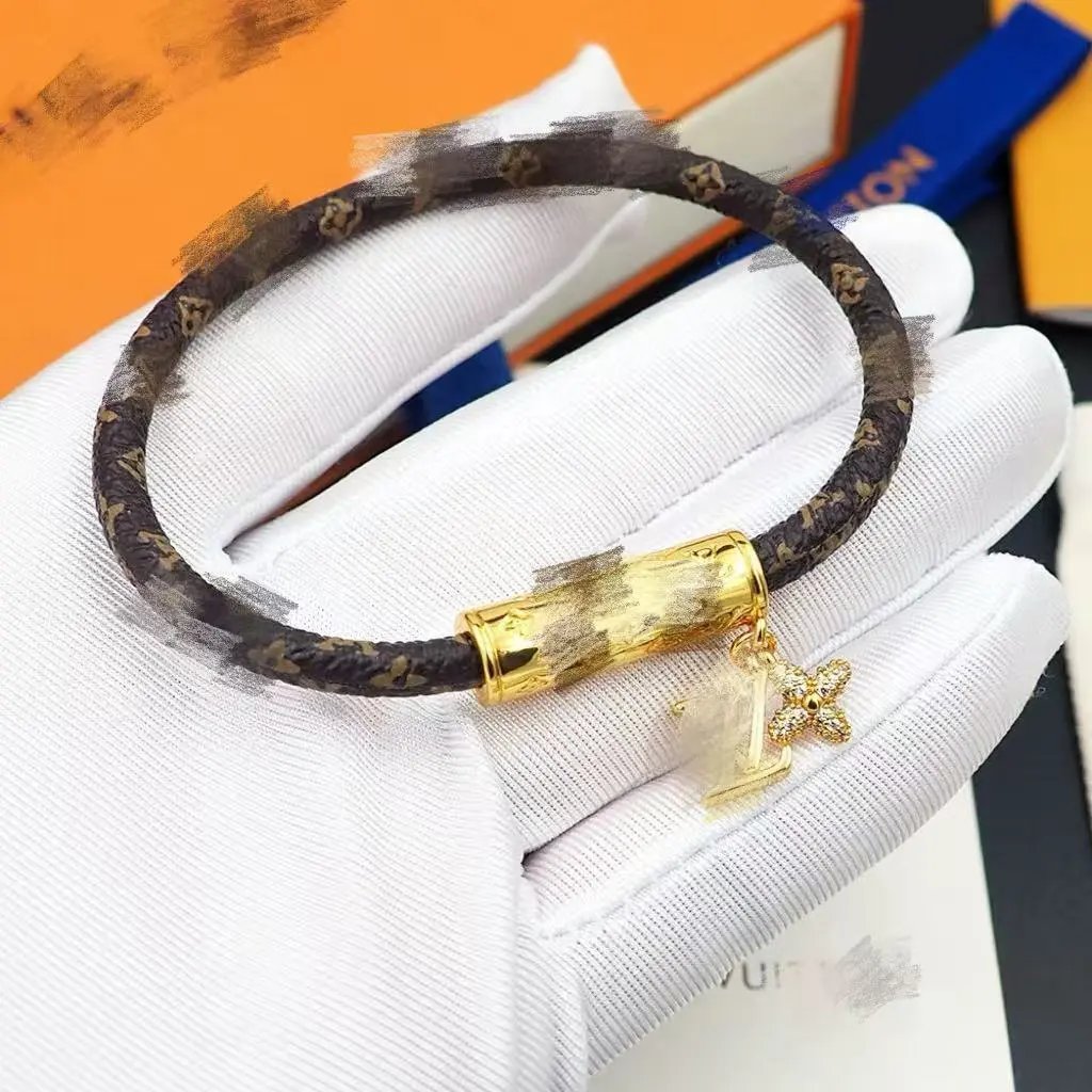 Louis Vuitton Jewelry Leather Cord Logo Plate Bracelet — Style 28