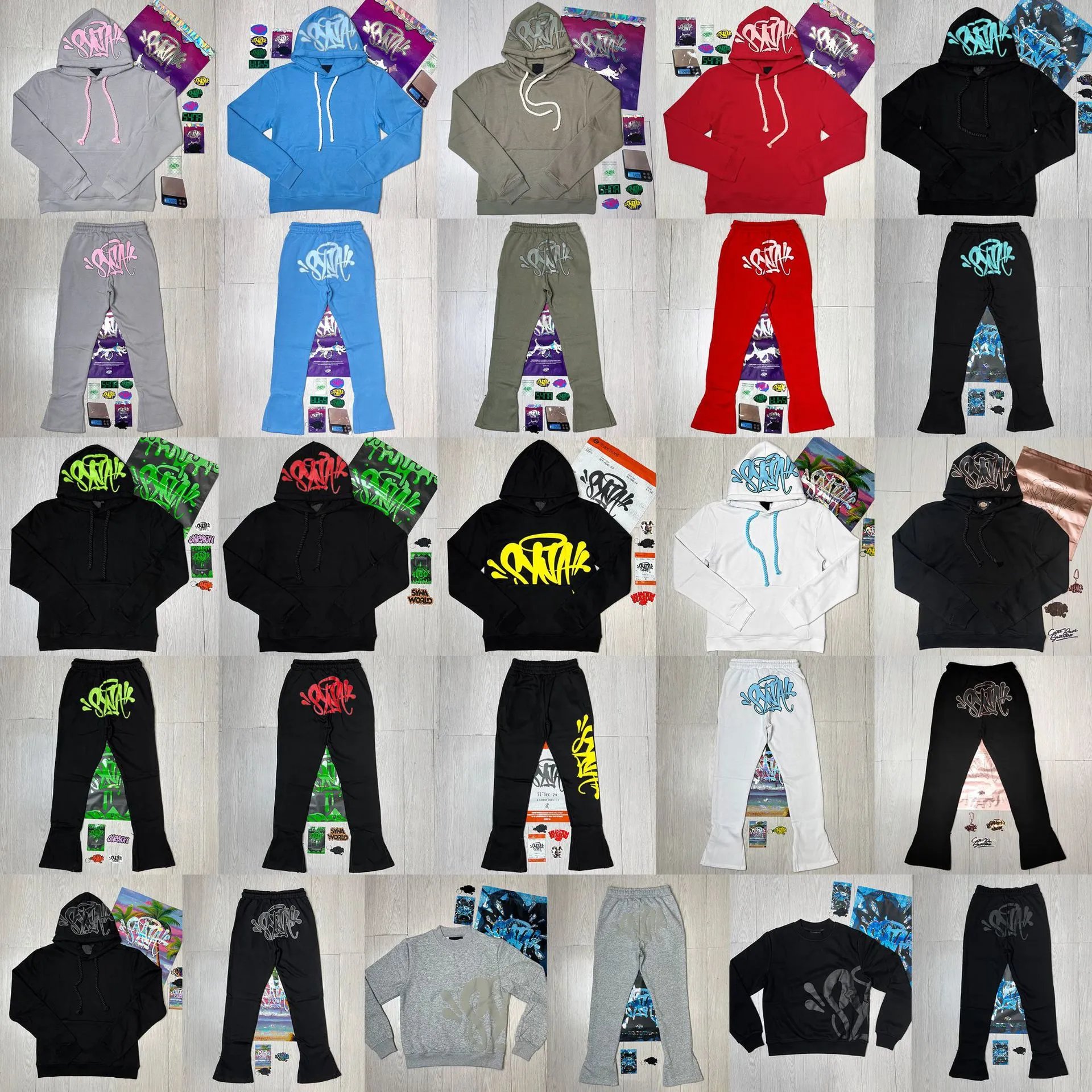 Cross-border high-quality syna world trendy brand hip-hop street loose hooded sweatshirt and fleece pants syna word
