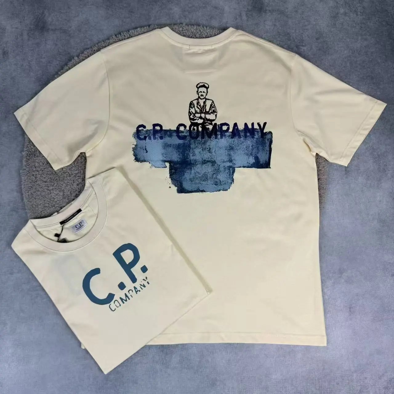 Foreign trade men’s CP glasses pure cotton casual round neck quality short-sleeved T-shirt shorts handsome simple casual outdoor sports