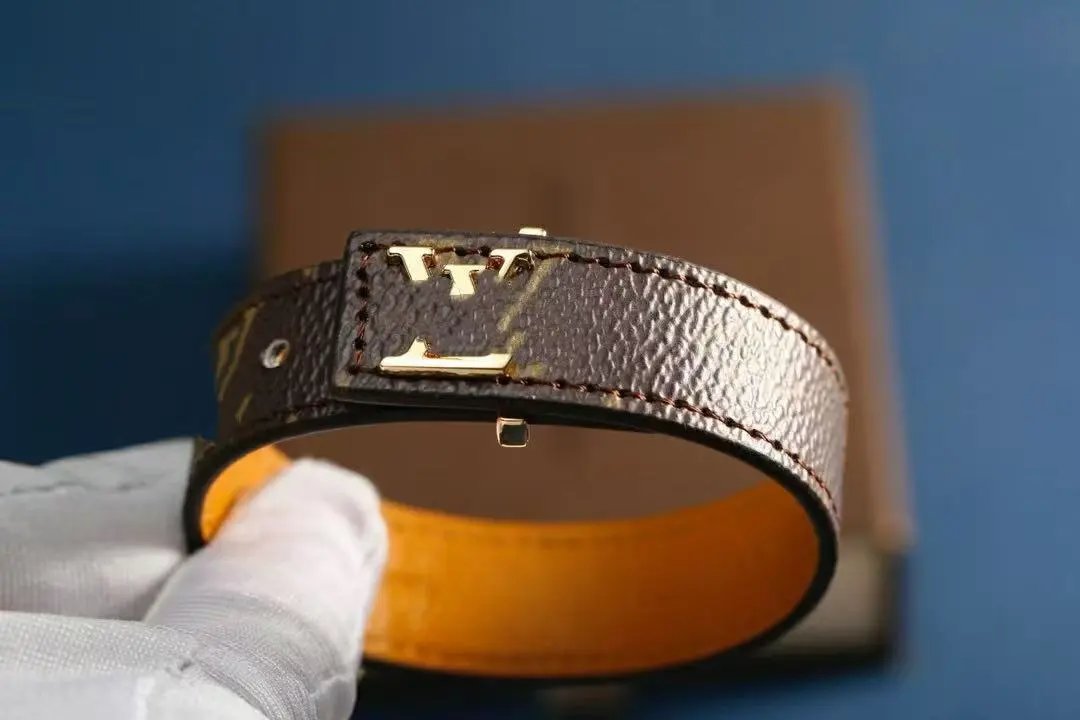 Louis Vuitton Jewelry Leather Cord Logo Plate Bracelet — Style 8