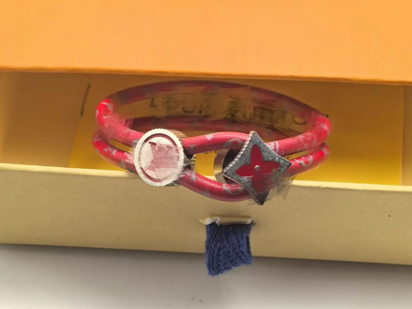 Louis Vuitton Jewelry Leather Cord Logo Plate Bracelet — Style 22