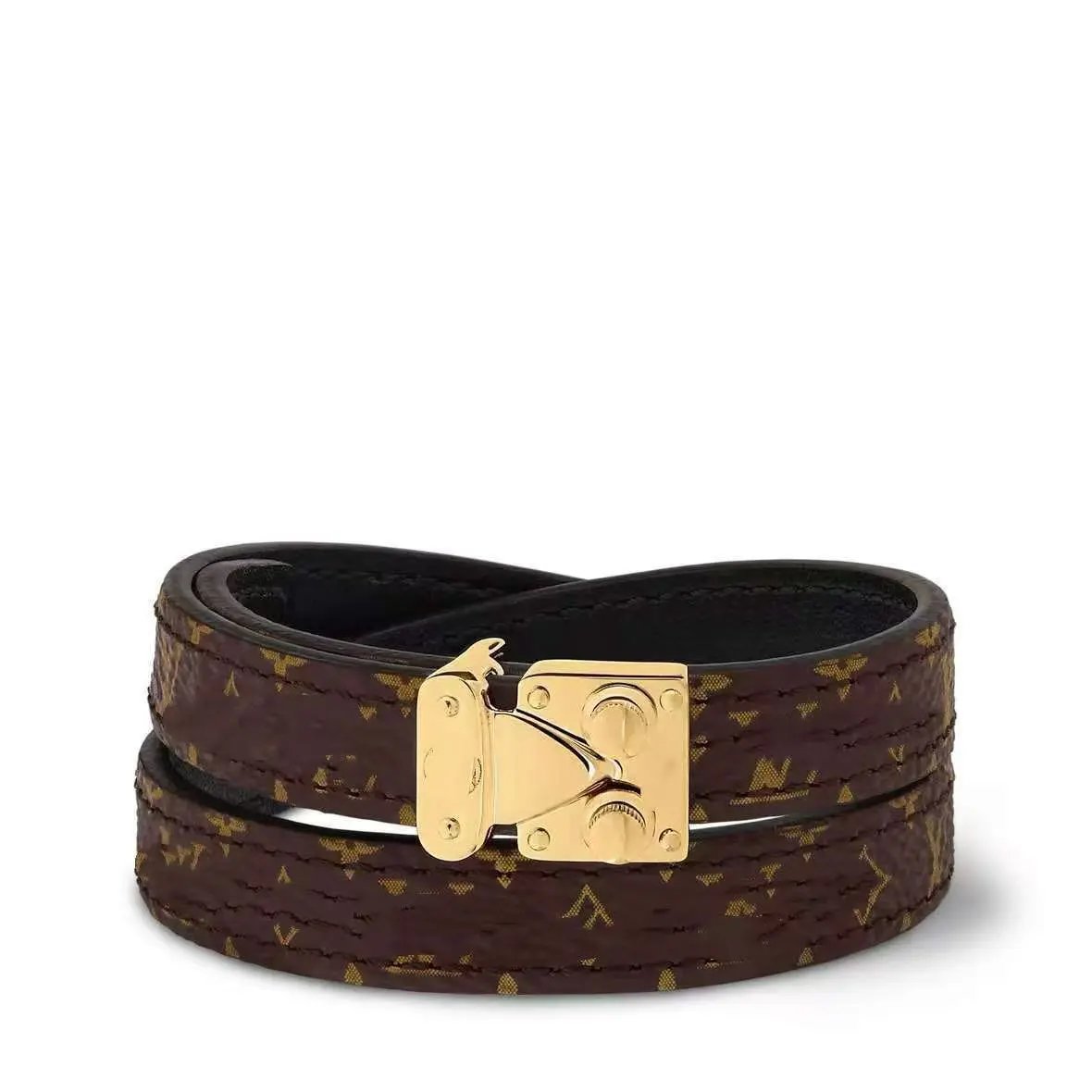Louis Vuitton Jewelry Leather Cord Logo Plate Bracelet — Style 4