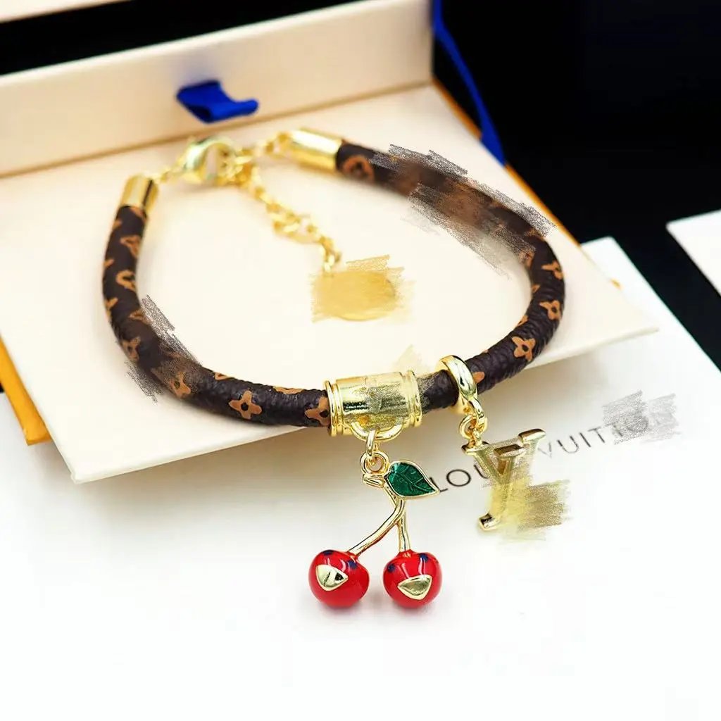 Louis Vuitton Jewelry Leather Cord Logo Plate Bracelet — Style 17