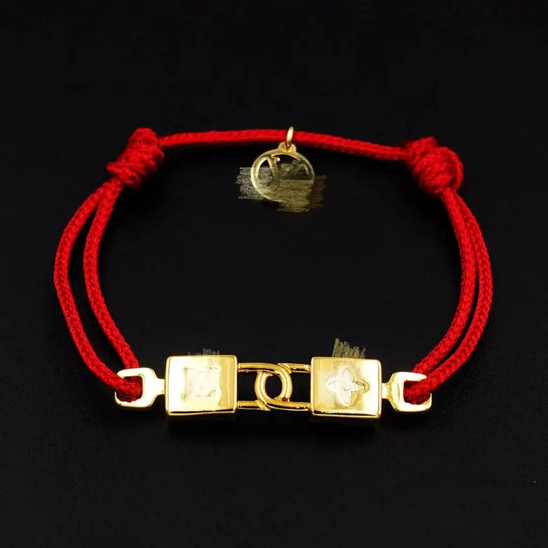 Louis Vuitton Jewelry Leather Cord Logo Plate Bracelet — Style 29
