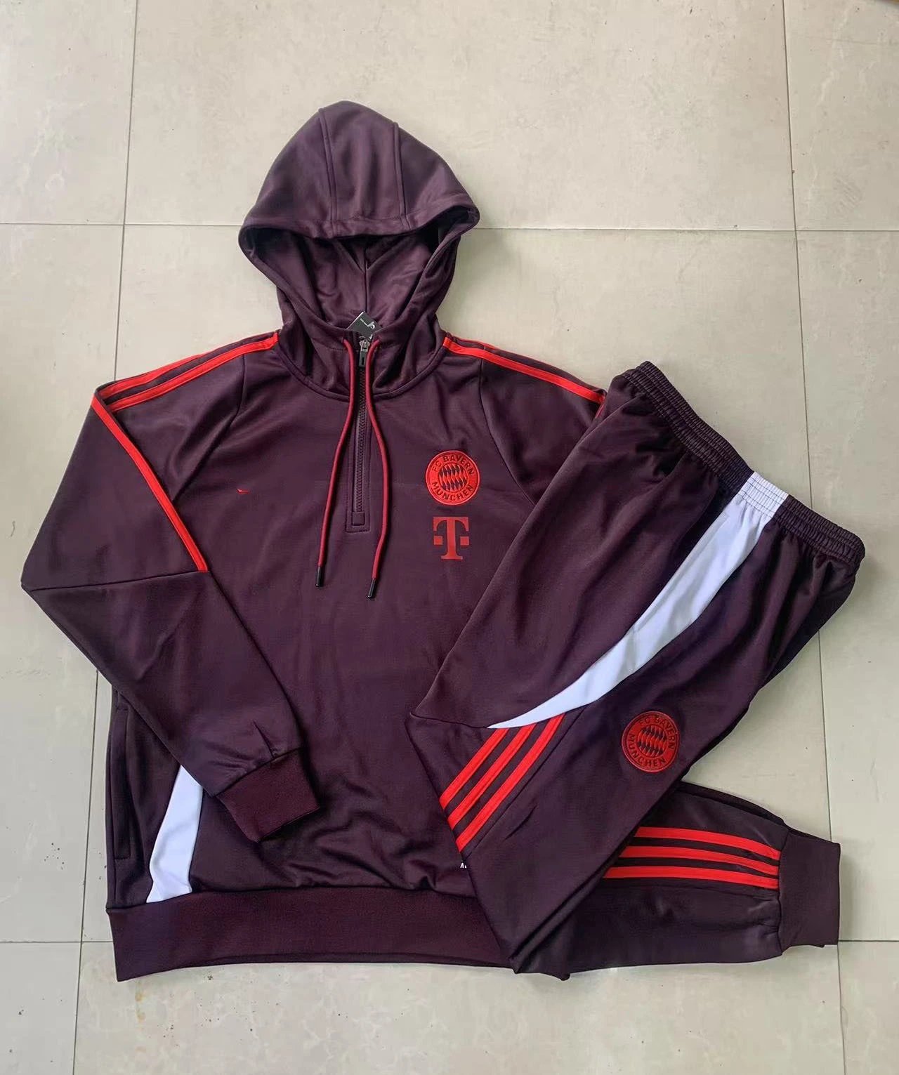 2425 Half-Zip Hoodie Bayern Red Brown-Bayern Munich