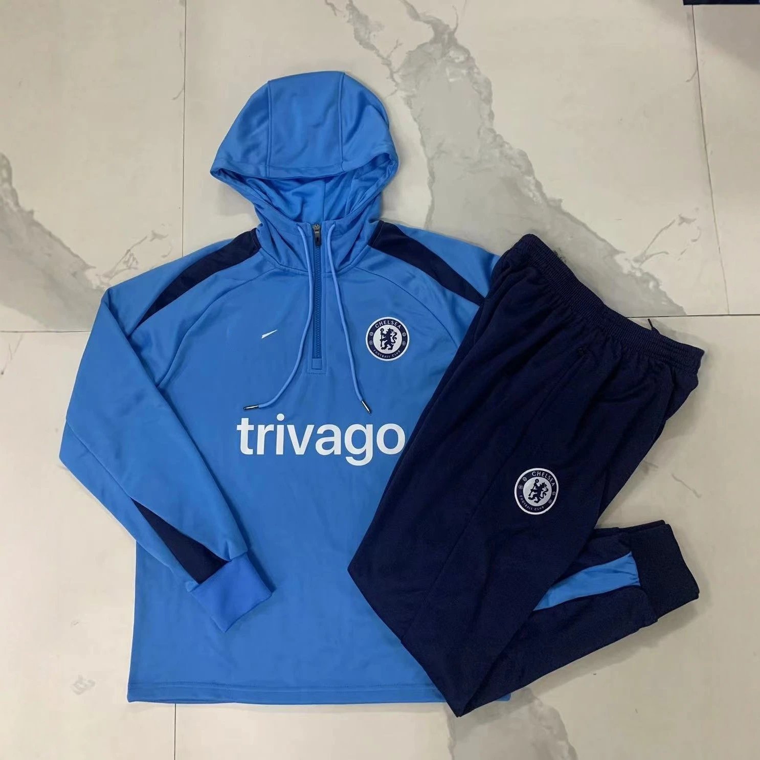 2425 New Soccer Training Hoodie Long Sleeve Half-Zip Set Paris Arsenal Dortmund Marseille Barcelona Atletico Madrid