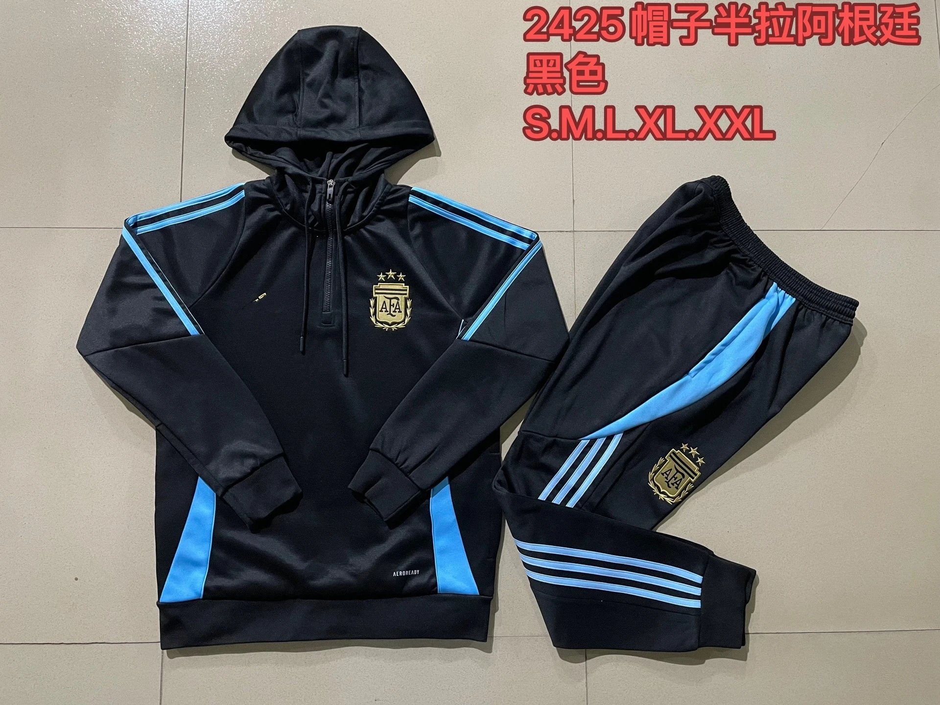 2425 Half-Zip Hoodie Argentina Black-Argentina