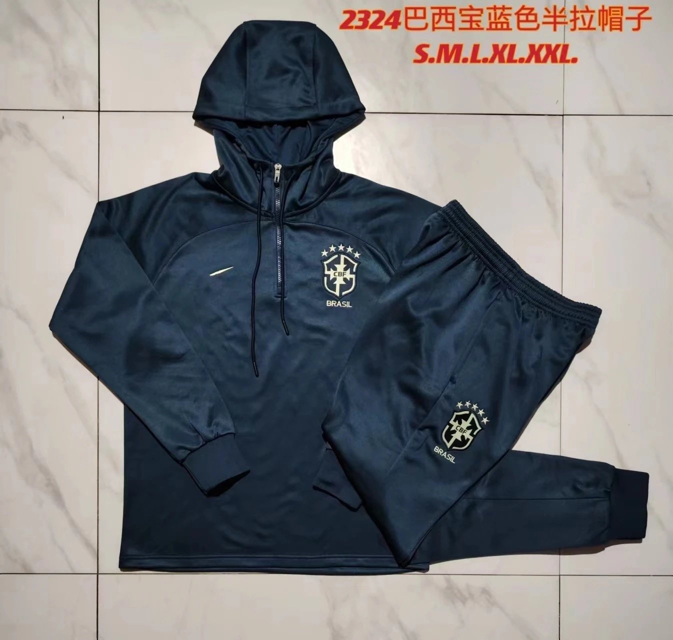 2324 Half-Zip Hoodie Brazil Royal Blue-Brazil