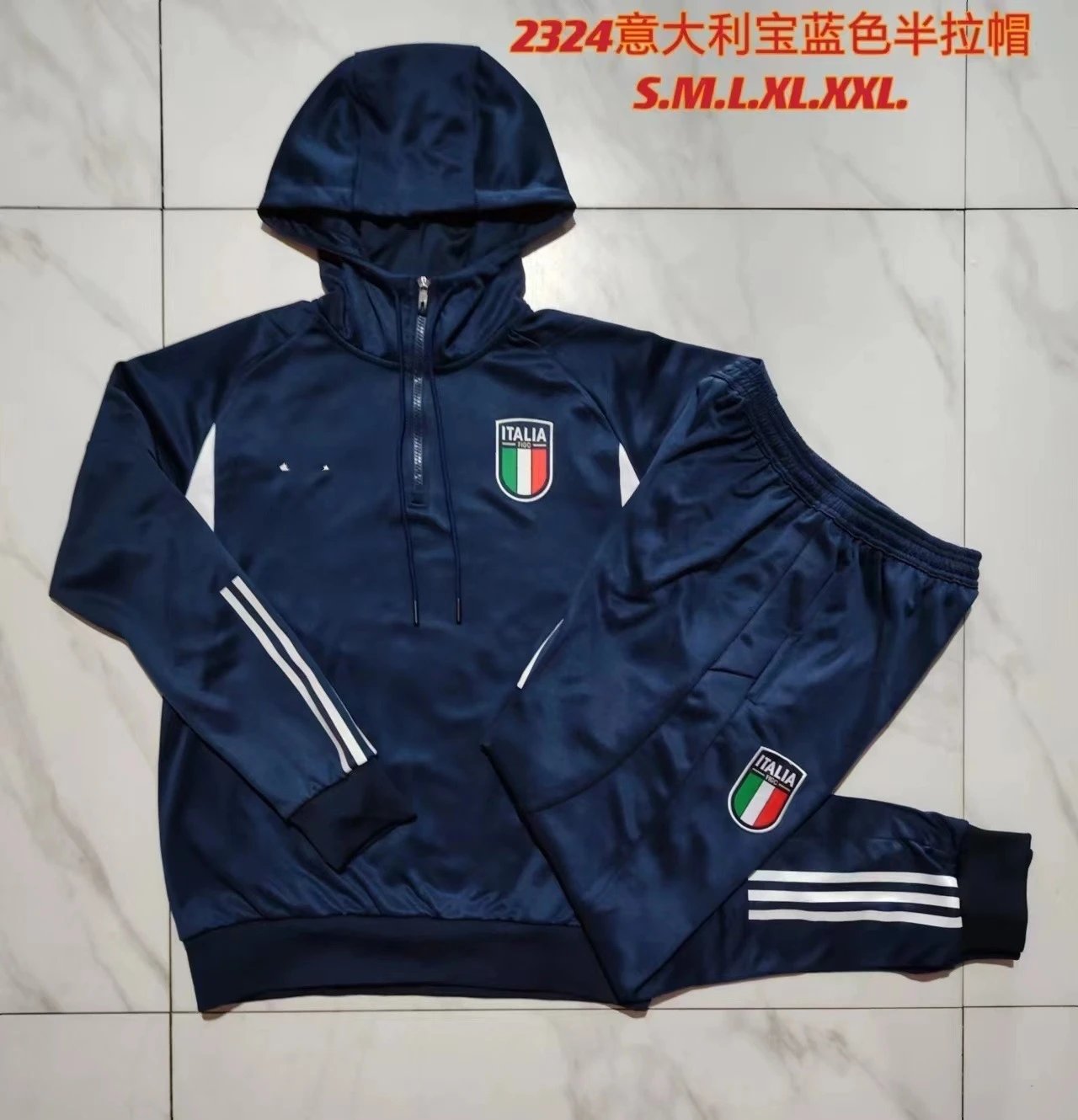 2324 Half-Zip Hoodie Italy Royal Blue-Italy