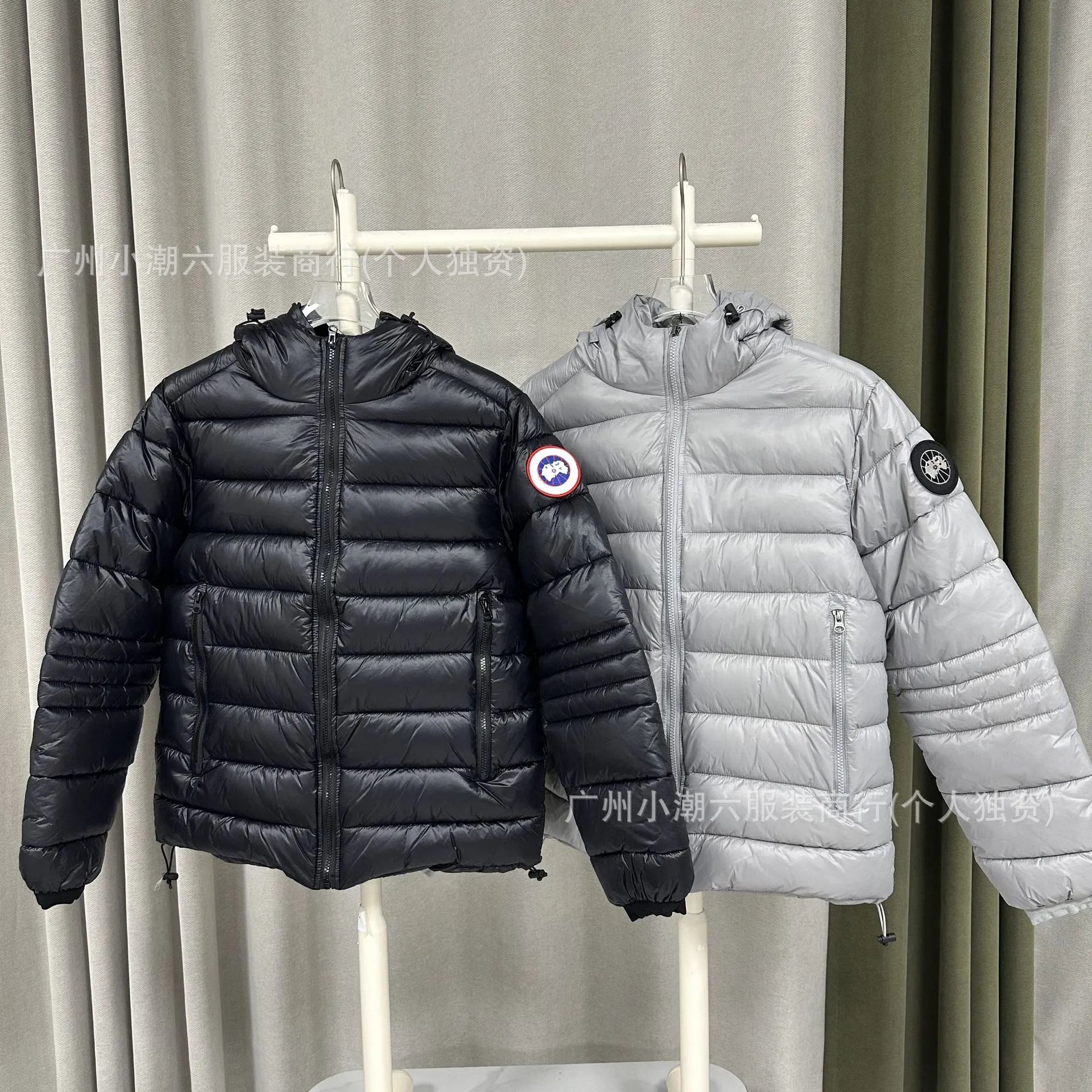 Overseas version of SS23 Goose GOOSE warm solid color hooded logo label cotton jacket men Cypress series jacket glossy