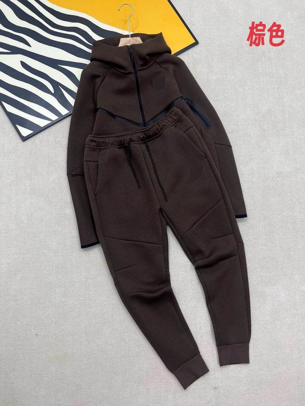 brown suit
