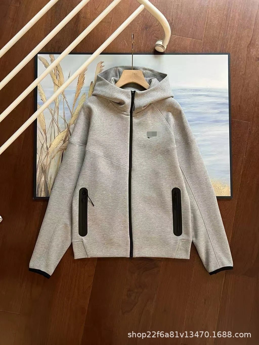 Men’s anti-snag jacket – sporty casual training windproof spring/autumn new knit fitness hooded jacket fb7922