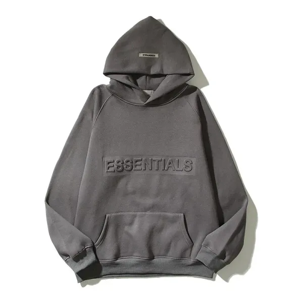 Fear of God Essentials Embossed Logo Hoodie Gray - 1