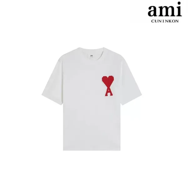 Ami Paris Heart Logo T-Shirt White - 1