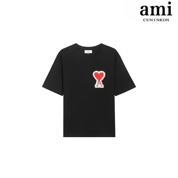 Ami Paris Heart Logo Black T-Shirt - 1