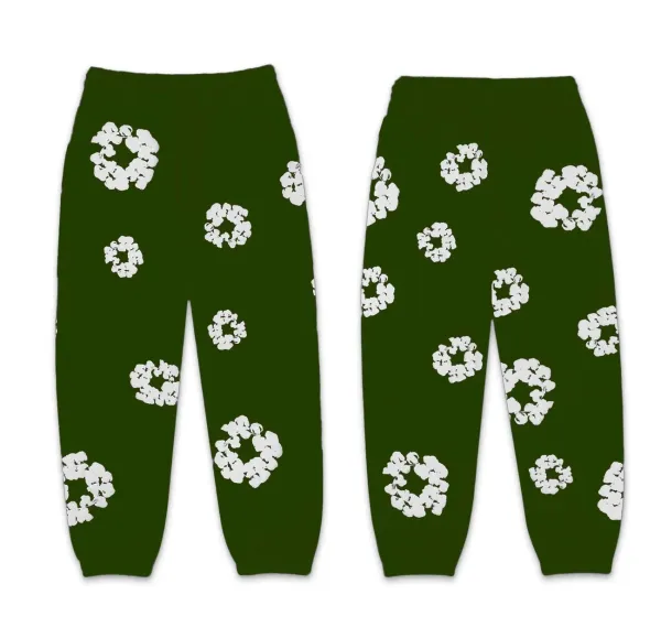 Design Floral Print Olive Green Sweatpants - 1