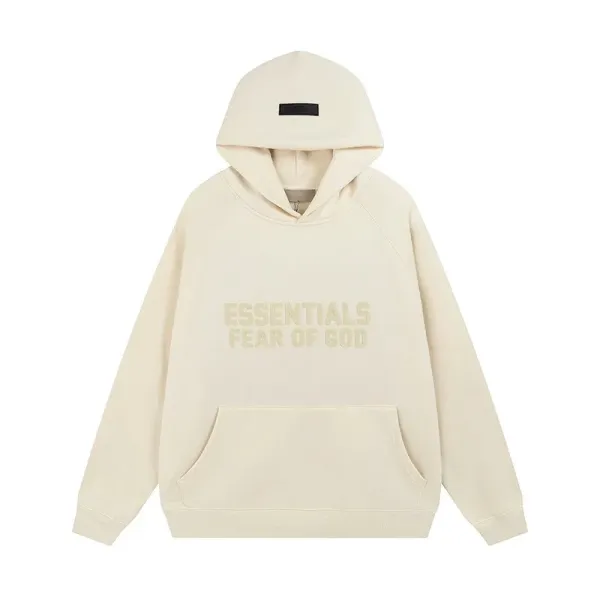 Fear of God Essentials Beige Embossed Logo Hoodie - 1