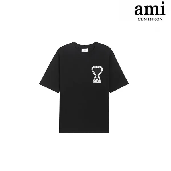 Ami Paris Heart Logo Black T-Shirt - 1